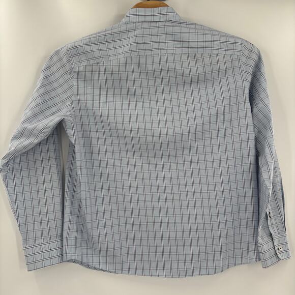 Untuckit Mens XL Blue Red Check Plaid "Piocesare" Long Sleeve Button Up Shirt - Picture 4 of 4